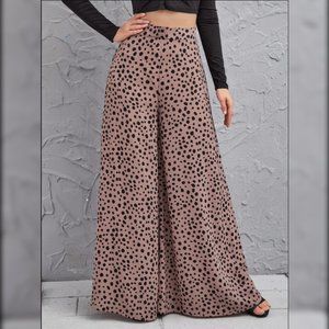 Speckled Print High-Rise Wide Leg Pants